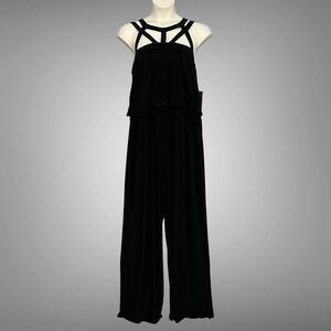 Spense Womans Jumpsuit Plus 24W Black Cut Out Sparkle Studs 1 Piece Going Out